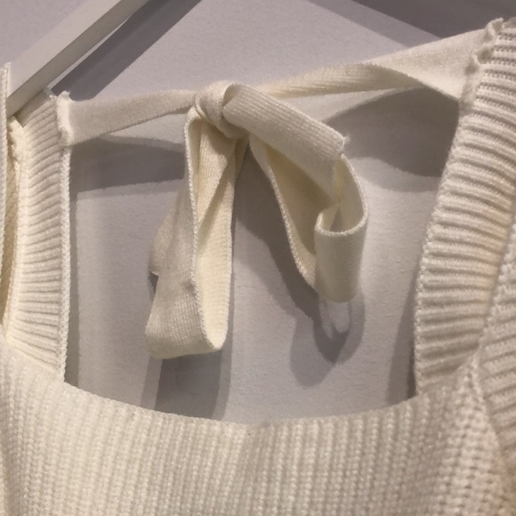 MINKPINK Vallerie Off White Tie-Back Puff-Sleeve Sweater - Picture 5 of 9